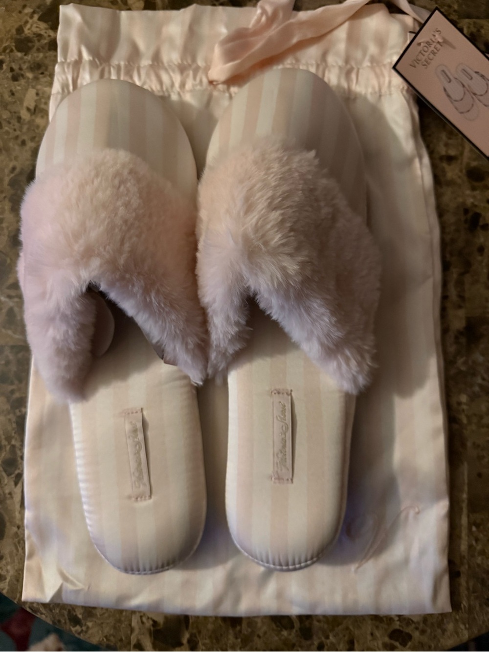 Victoria's Secret Light Pink Plush Slide Slippers Brand new